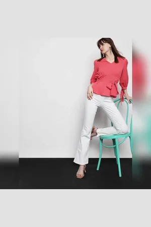 VERO MODA Women Pink Top, 3/4th Sleeves, V-Neck