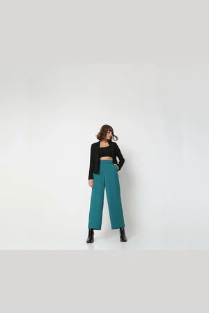 VERO MODA Women Teal High Rise Flared Co-ord Set Pants