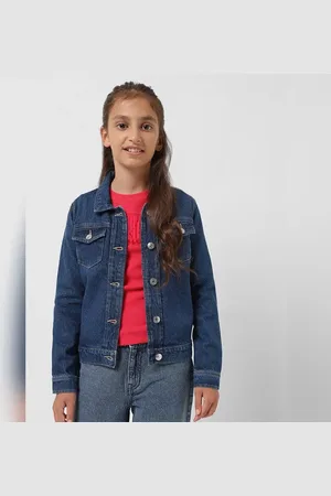 VERO MODA Girls GIRL Blue Denim Jacket, Long Sleeves