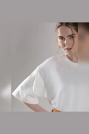 VERO MODA Women White Relaxed Fit Top, Short Sleeves, Round Neck