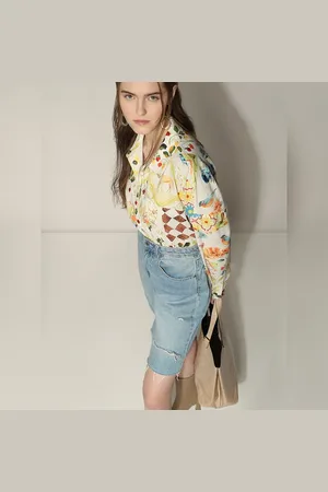 VERO MODA Women Pale Yellow Floral Print Shirt, Long Sleeves, Spread Collar