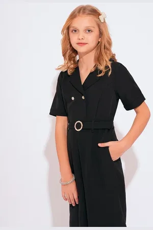 VERO MODA Girls Girls Black Jumpsuit, Short Sleeves, Collar