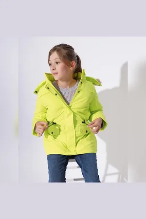 VERO MODA Girls GIRLS YELLOW FUR HOODED PARKA JACKET, Short Sleeves