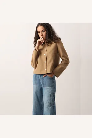 VERO MODA Women LIGHT BROWN SHORT JACKET, Long Sleeves, Shirt Collar
