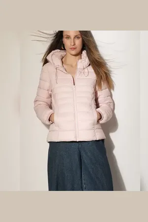 VERO MODA Women Dusty Pink Short Hooded Puffer Jacket, Long Sleeves, Hooded
