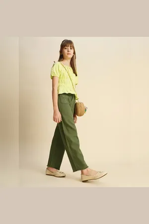 VERO MODA Girls Girls Green Embellished Wide Leg Jeans
