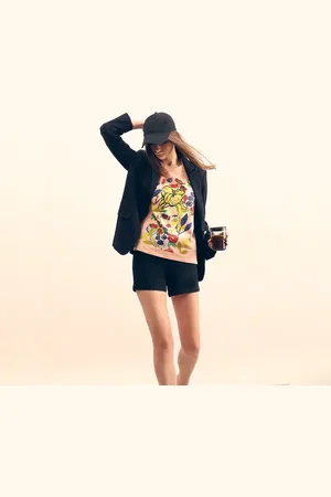 VERO MODA Women Pink Printed Cotton T-shirt, Short Sleeves, Round Neck