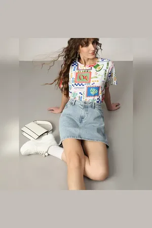 VERO MODA Women White Printed Cotton T-shirt, Short Sleeves, Round Neck