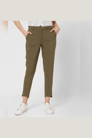 VERO MODA Women Green Mid Rise Slim Fit Trousers