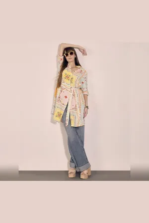 VERO MODA Women Multi-Colour Printed Shirt Dress, Short Sleeves, V-Neck