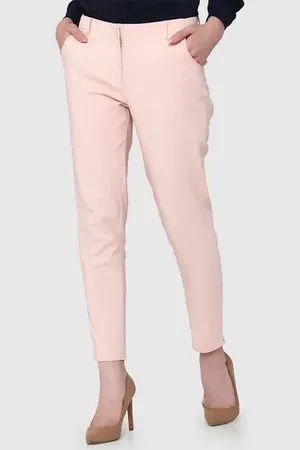 VERO MODA Women Pink Mid Rise Slim Fit Pants