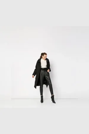 VERO MODA Women Black Mid Rise Paperbag Pants