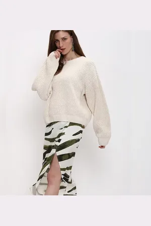 VERO MODA Women Off-White Round Neck Pullover, Long Sleeves, Round Neck