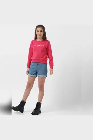 VERO MODA Girls GIRL Blue Mid Rise Denim Shorts
